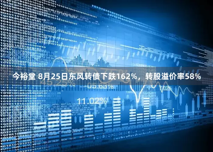 今裕堂 8月25日东风转债下跌162%，转股溢价率58%